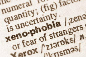 Dictionary definition of word xenophobia