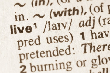 Dictionary definition of word live