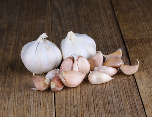 Garlic on the wooden background