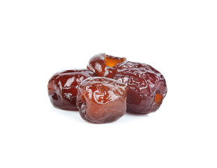 Dried jujube fruits on white background