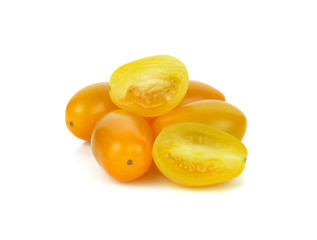 Fototapeta na wymiar Yellow tomatoes on white background