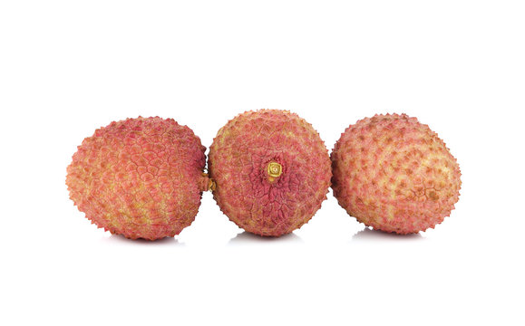 Litchi fruits on white background