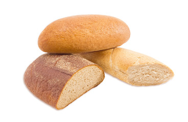 Fototapeta na wymiar Different types of bread on a light background