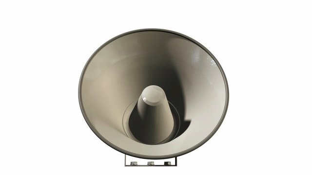 A loudspeaker pulsating in size on an isolated background