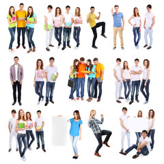 Obraz premium Different groups of students, isolated on white