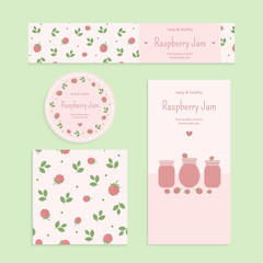 Homemade raspberry jam set