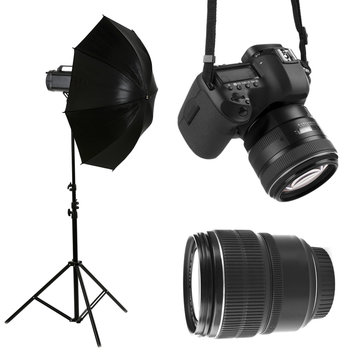 Photographic equipment isolated on white