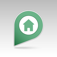 Home pin map icon. Map pointer, markers. 