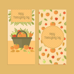 Flyers, banners for Thanksgiving day with pumpkins