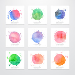 Set of logos, abstract backgrounds with watercolor design
