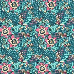 Fotobehang Indian floral seamless pattern © Marina Demidova