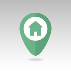 Home pin map icon. Map pointer, markers. 