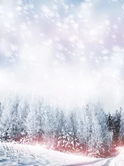 Crédence de cuisine en verre imprimé Hiver Christmas card. winter Landscape