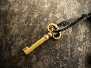 antique golden door key