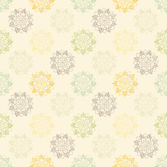 Seamless pattern with hand-drawn abstract flowers