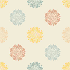 Seamless pattern with hand-drawn silhouettes sunflowers