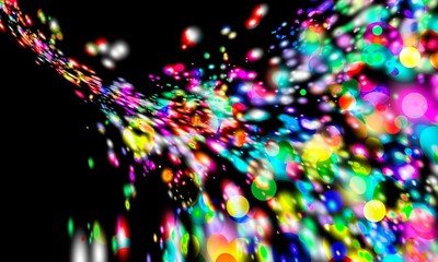 Abstract background with colorful bokeh on black background