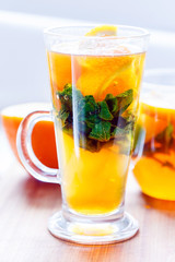 orange tea with mint
