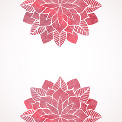 Watercolor pink lace floral patterns on white background. Vector