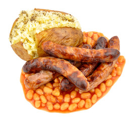 Baked Potato And Sausages Meal