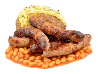 Baked Potato And Sausages Meal