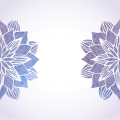 Illustration with watercolor violet floral patterns