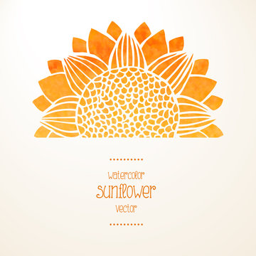 Watercolor sunflower. Vector background