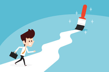 Businessman with road