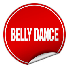 belly dance round red sticker isolated on white