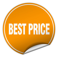 best price round orange sticker isolated on white