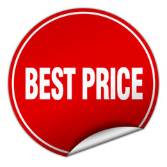 best price round red sticker isolated on white