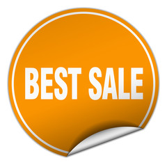 best sale round orange sticker isolated on white
