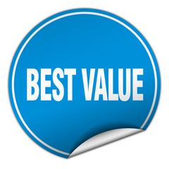 best value round blue sticker isolated on white