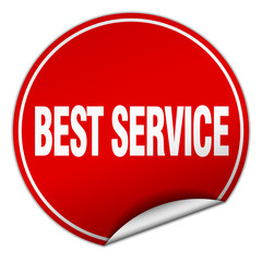 best service round red sticker isolated on white