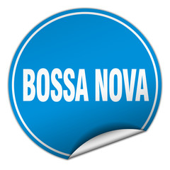 bossa nova round blue sticker isolated on white