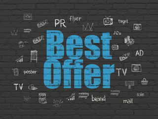 Marketing concept: Best Offer on wall background