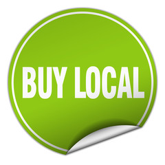 buy local round green sticker isolated on white