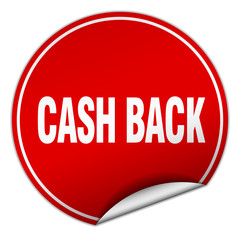 cash back round red sticker isolated on white