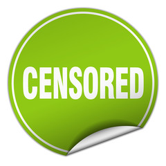 censored round green sticker isolated on white