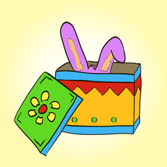 rabbit ears stick out of the magic box