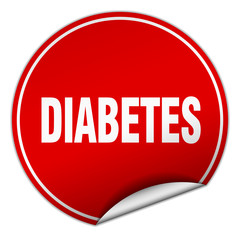 diabetes round red sticker isolated on white