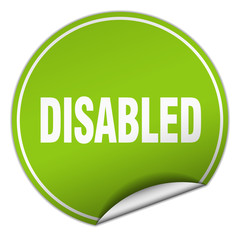 disabled round green sticker isolated on white