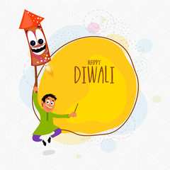 Cute boy for Happy Diwali celebration.