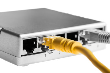 router with wires closeup