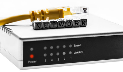 router with wires closeup
