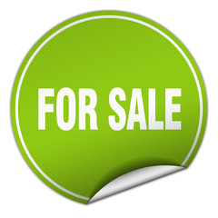 for sale round green sticker isolated on white