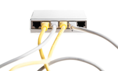 router with wires closeup