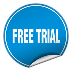 free trial round blue sticker isolated on white