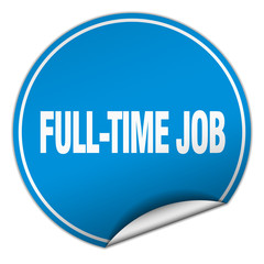 full-time job round blue sticker isolated on white