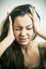 Naklejka premium A woman with a headache
